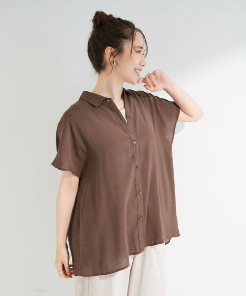 SHOO・LA・RUE / シューラルー シャツ・ブラウス | 【ひんやり/UV】ほんのりシアーで上品な バックギャザーブラウス | 詳細10