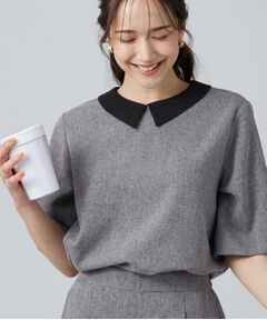 SHOO・LA・RUE / シューラルー シャツ・ブラウス | 【高通気／セットアップ対応】サマーツイード調衿付き半袖ブラウス