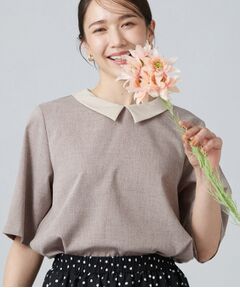 SHOO・LA・RUE / シューラルー シャツ・ブラウス | 【高通気／セットアップ対応】サマーツイード調衿付き半袖ブラウス