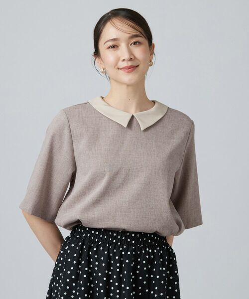 SHOO・LA・RUE / シューラルー シャツ・ブラウス | 【高通気/セットアップ対応】サマーツイード調衿付き半袖ブラウス | 詳細10