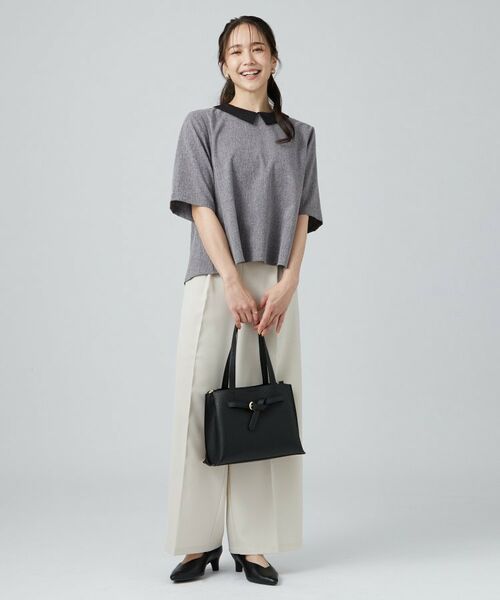 SHOO・LA・RUE / シューラルー シャツ・ブラウス | 【高通気/セットアップ対応】サマーツイード調衿付き半袖ブラウス | 詳細5