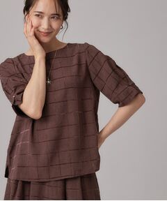 SHOO・LA・RUE / シューラルー シャツ・ブラウス | 【セットアップ可／イージーケア】モールチェック タックスリーブブラウス