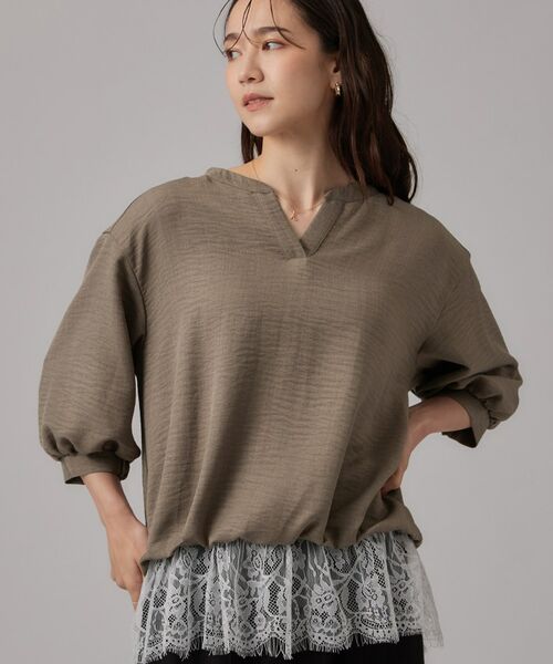 SHOO・LA・RUE / シューラルー シャツ・ブラウス | レースレイヤード風 タックスキッパーブラウス(ベージュ(052))