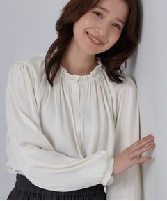 SHOO・LA・RUE / シューラルー シャツ・ブラウス | プチフリルネックサテンブラウス
