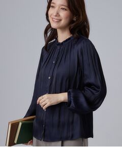 SHOO・LA・RUE / シューラルー シャツ・ブラウス | プチフリルネックサテンブラウス