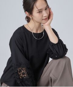 SHOO・LA・RUE / シューラルー シャツ・ブラウス | 【洗濯後しわになりにくい】モチーフレース切り替え袖デザインブラウス