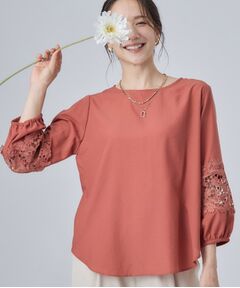 SHOO・LA・RUE / シューラルー シャツ・ブラウス | 【洗濯後しわになりにくい】モチーフレース切り替え袖デザインブラウス