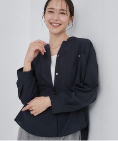 SHOO・LA・RUE / シューラルー シャツ・ブラウス | 【洗濯後しわになりにくい/S-LL】キーネック金ボタンポケットシャツ