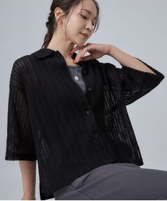 SHOO・LA・RUE / シューラルー シャツ・ブラウス | 透かしレース調 ステンカラーショートシャツ