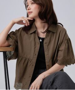 SHOO・LA・RUE / シューラルー シャツ・ブラウス | 【洗濯機可/綿100％】刺繍レースがこなれ見え インせず着られるペプラムブラウス