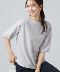SHOO・LA・RUE / シューラルー カットソー | 【2点セット／洗濯機可／S-LL】インせず着られる ネックレス付き5分袖トップス