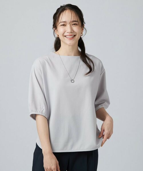 SHOO・LA・RUE / シューラルー カットソー | 【2点セット/洗濯機可/S-LL】インせず着られる ネックレス付き5分袖トップス | 詳細1