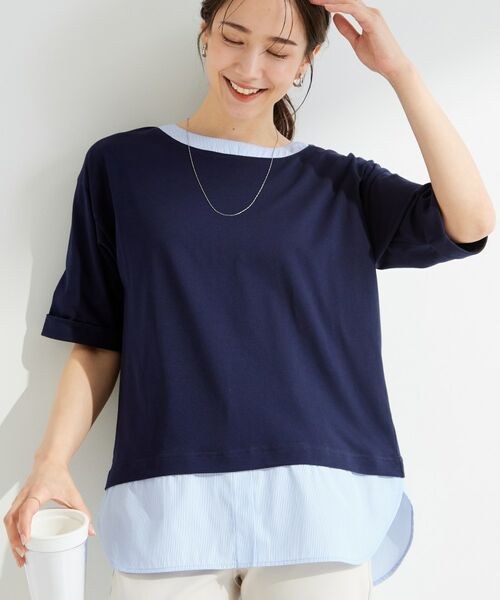 SHOO・LA・RUE / シューラルー カットソー | シャツドッキングカットソー(ネイビー(394))