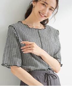 SHOO・LA・RUE / シューラルー カットソー | カット楊柳ギンガムメローT