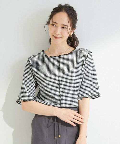 SHOO・LA・RUE / シューラルー カットソー | カット楊柳ギンガムメローT | 詳細1