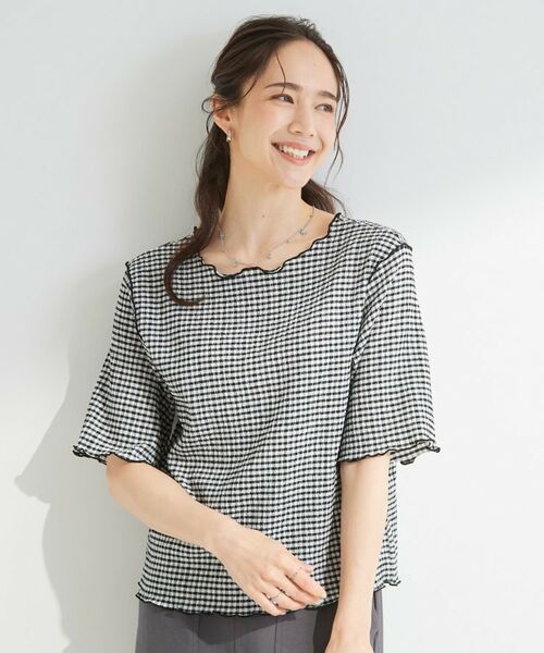 SHOO・LA・RUE / シューラルー カットソー | カット楊柳ギンガムメローT | 詳細3