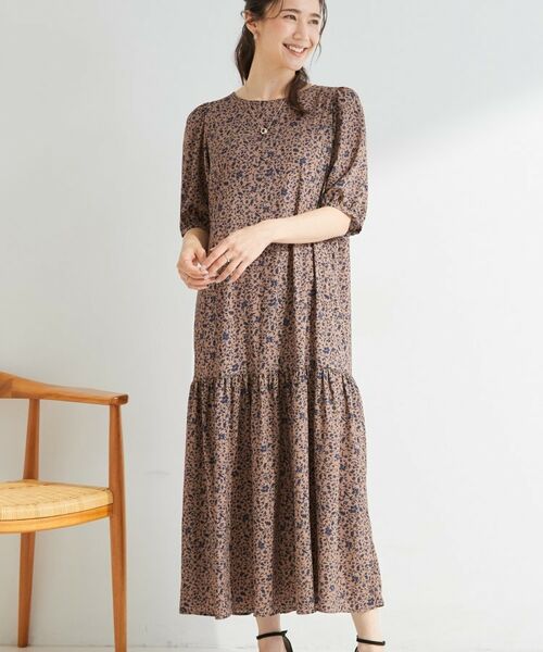 SHOO・LA・RUE / シューラルー ロング・マキシ丈ワンピース | 花柄ティアードワンピース(モカブラウン(742))