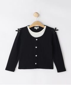 SHOO・LA・RUE / シューラルー Tシャツ | 【110-140cm】重ね着風ハートボタンロンT