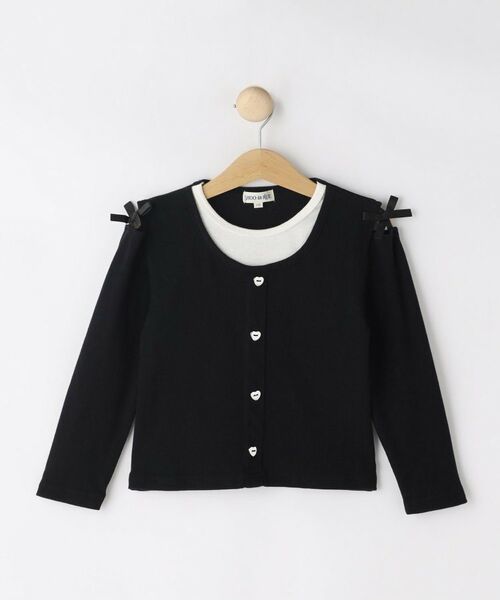 SHOO・LA・RUE / シューラルー Tシャツ | 【110-140cm】重ね着風ハートボタンロンT | 詳細1