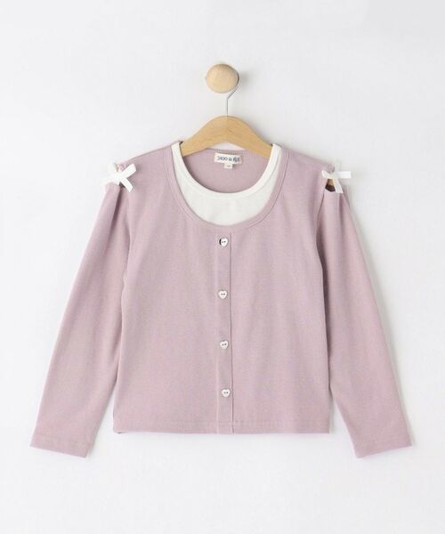 SHOO・LA・RUE / シューラルー Tシャツ | 【110-140cm】重ね着風ハートボタンロンT(ピンク(071))