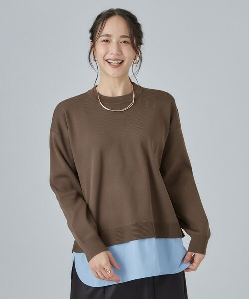 SHOO・LA・RUE / シューラルー ニット・セーター | 【S-LL】着るだけできまる シャツレイヤード風 スポンディシュニット | 詳細12