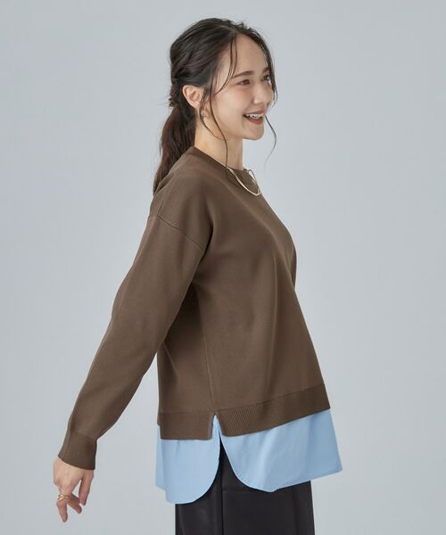 SHOO・LA・RUE / シューラルー ニット・セーター | 【S-LL】着るだけできまる シャツレイヤード風 スポンディシュニット | 詳細13