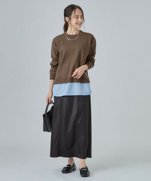 SHOO・LA・RUE / シューラルー ニット・セーター | 【S-LL】着るだけできまる シャツレイヤード風 スポンディシュニット | 詳細14