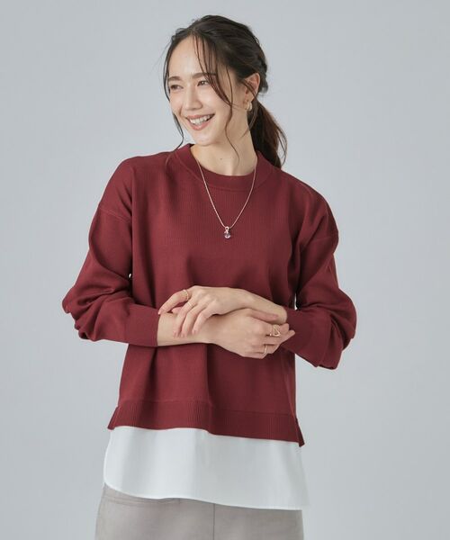 SHOO・LA・RUE / シューラルー ニット・セーター | 【S-LL】着るだけできまる シャツレイヤード風 スポンディシュニット | 詳細16