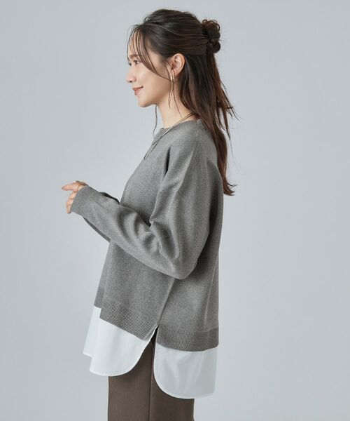 SHOO・LA・RUE / シューラルー ニット・セーター | 【S-LL】着るだけできまる シャツレイヤード風 スポンディシュニット | 詳細2