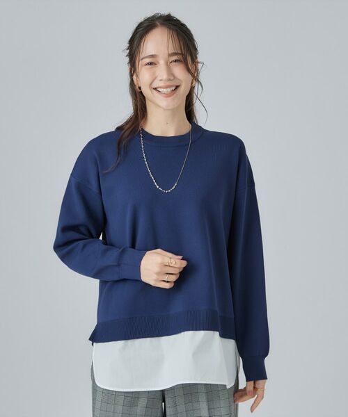 SHOO・LA・RUE / シューラルー ニット・セーター | 【S-LL】着るだけできまる シャツレイヤード風 スポンディシュニット | 詳細20