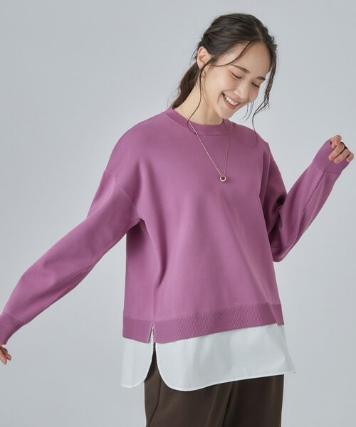 SHOO・LA・RUE / シューラルー ニット・セーター | 【S-LL】着るだけできまる シャツレイヤード風 スポンディシュニット | 詳細24