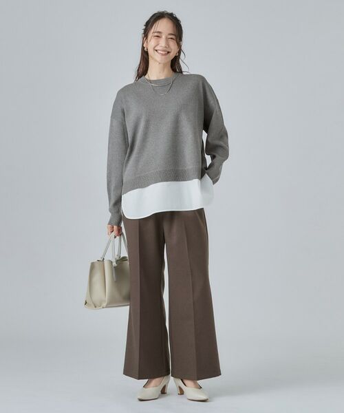 SHOO・LA・RUE / シューラルー ニット・セーター | 【S-LL】着るだけできまる シャツレイヤード風 スポンディシュニット | 詳細3