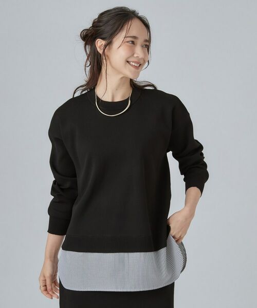 SHOO・LA・RUE / シューラルー ニット・セーター | 【S-LL】着るだけできまる シャツレイヤード風 スポンディシュニット | 詳細5