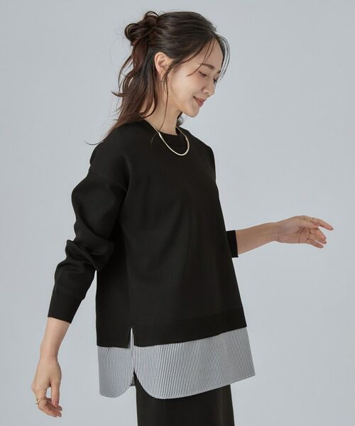 SHOO・LA・RUE / シューラルー ニット・セーター | 【S-LL】着るだけできまる シャツレイヤード風 スポンディシュニット | 詳細6