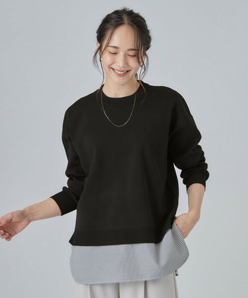 SHOO・LA・RUE / シューラルー ニット・セーター | 【S-LL】着るだけできまる シャツレイヤード風 スポンディシュニット | 詳細7