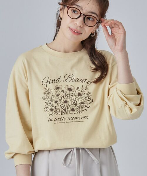 SHOO・LA・RUE / シューラルー Tシャツ | 【S-LL】デイリー使いに 選べる6柄プリントロンT（ライトイエロー(530)）