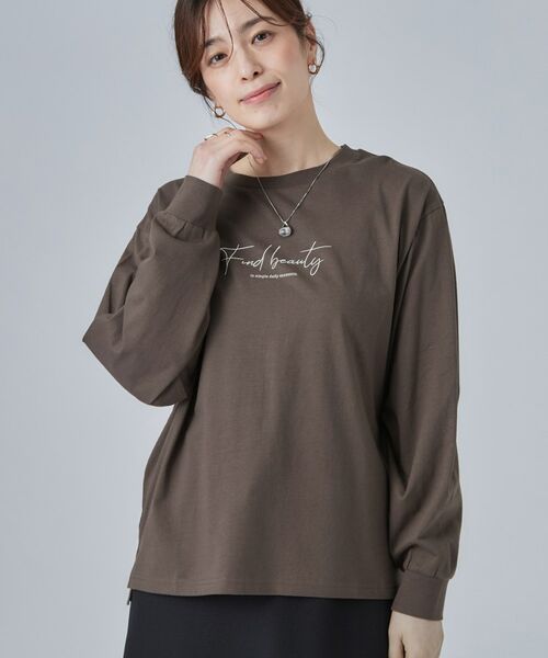 SHOO・LA・RUE / シューラルー Tシャツ | 【S-LL】デイリー使いに 選べる6柄プリントロンT（ブラウン(043)）