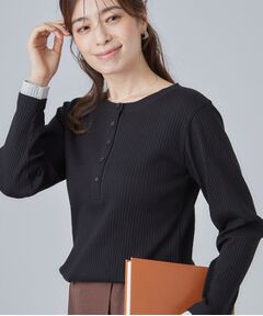 SHOO・LA・RUE / シューラルー カットソー | 【洗濯機可/S-LL】縦ラインですっきり お袖配色リブトップス
