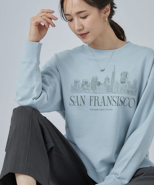 SHOO・LA・RUE / シューラルー スウェット | 【S-LL/洗濯機可】ゆるっと着られる 裏毛プリントアソートスウェット(サックスブルー(090))