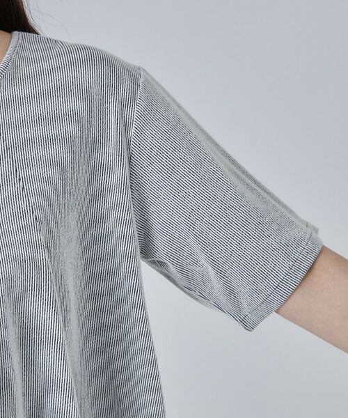 SHOO・LA・RUE / シューラルー カットソー | 【洗濯機可/S-LL】インせずすっきり見え ストライプ柄タックトップス | 詳細18
