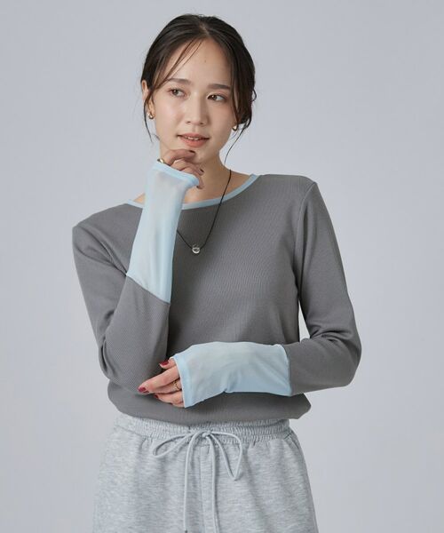 SHOO・LA・RUE / シューラルー カットソー | コーデの幅が広がる！チュール付きテレコプルオーバー | 詳細5