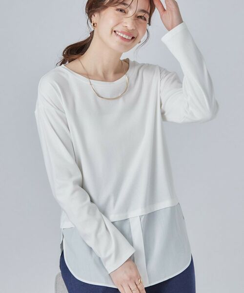 SHOO・LA・RUE / シューラルー カットソー | 【洗濯機可/S-LL】着こなしが広がる レイヤードアソートTシャツ(ホワイト(001))