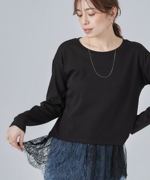 SHOO・LA・RUE / シューラルー カットソー | 【洗濯機可/S-LL】着こなしが広がる レイヤードアソートTシャツ(ブラック(419))