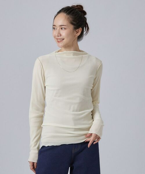 SHOO・LA・RUE / シューラルー カットソー | 【S-LL】1枚で上品に やわらかシアーベロアトップス | 詳細1