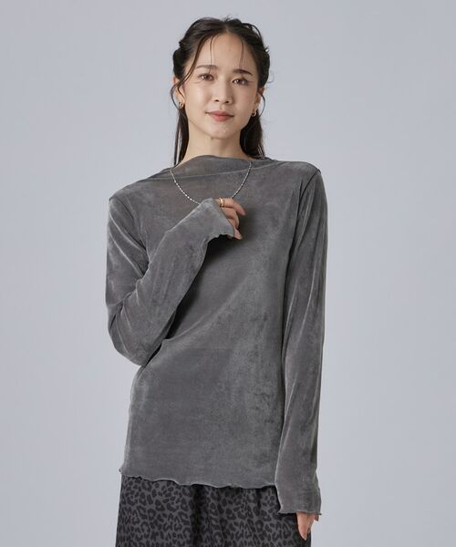 SHOO・LA・RUE / シューラルー カットソー | 【S-LL】1枚で上品に やわらかシアーベロアトップス | 詳細5