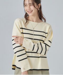 SHOO・LA・RUE / シューラルー ニット・セーター | 【洗濯機可/S-LL】抜け感ある着こなしに 金釦付き スポンディッシュトップス