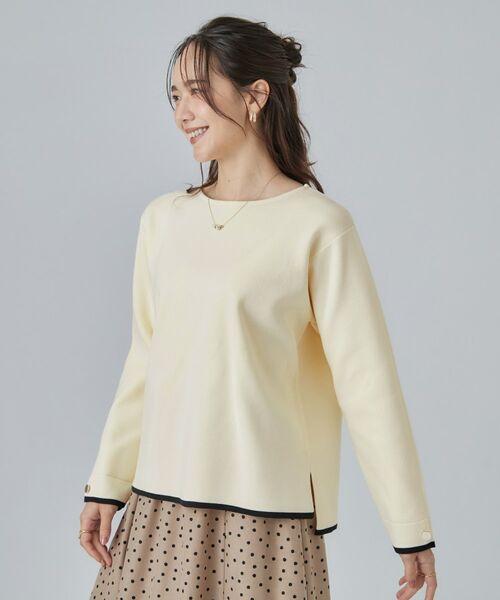 SHOO・LA・RUE / シューラルー ニット・セーター | 【洗濯機可/S-LL】抜け感ある着こなしに 金釦付き スポンディッシュトップス | 詳細2