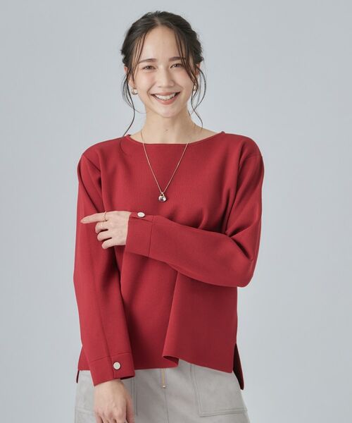 SHOO・LA・RUE / シューラルー ニット・セーター | 【洗濯機可/S-LL】抜け感ある着こなしに 金釦付き スポンディッシュトップス | 詳細5