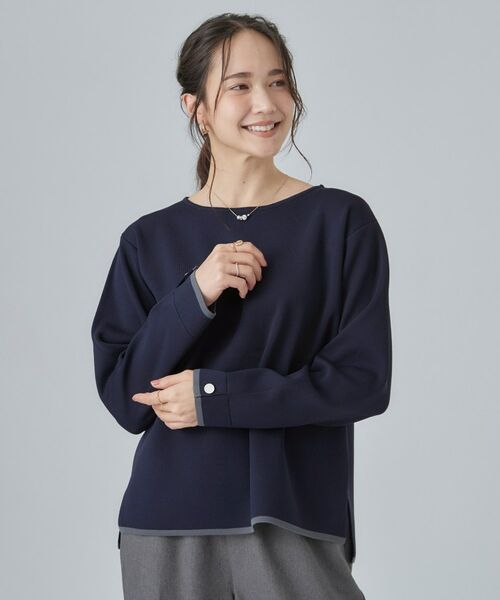 SHOO・LA・RUE / シューラルー ニット・セーター | 【洗濯機可/S-LL】抜け感ある着こなしに 金釦付き スポンディッシュトップス | 詳細9
