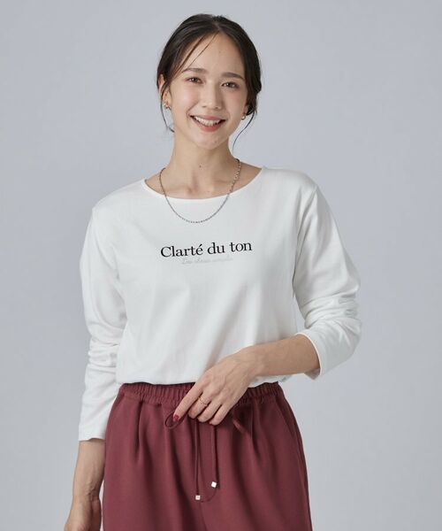 SHOO・LA・RUE / シューラルー カットソー | 【UVカット】大人上品スムース長袖ロゴプリントTシャツ | 詳細1
